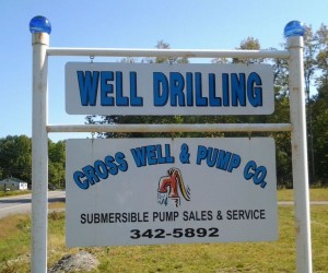 cross well and pump sign image